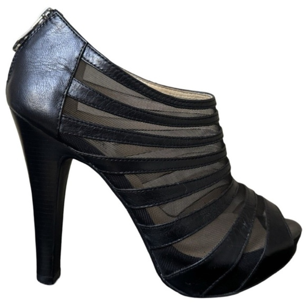 Michael Kors Striped Black Peep Toe Heels